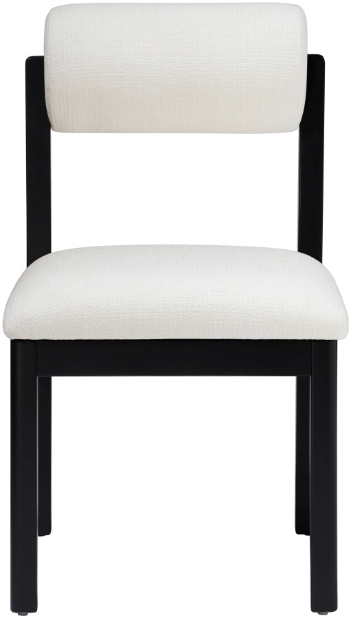 Roundhill Linen Textured Fabric Upholstered Dining Chair in Cream, Set of 2 - 11053Cream-C