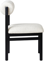 Roundhill Linen Textured Fabric Upholstered Dining Chair in Cream, Set of 2 - 11053Cream-C