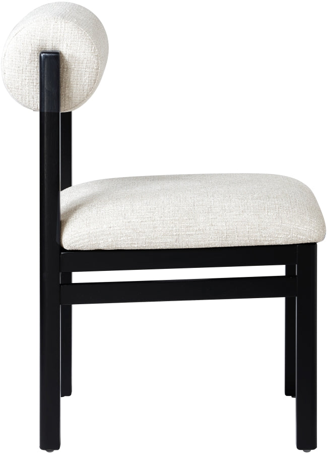 Roundhill Linen Textured Fabric Upholstered Dining Chair in Cream, Set of 2 - 11053Cream-C