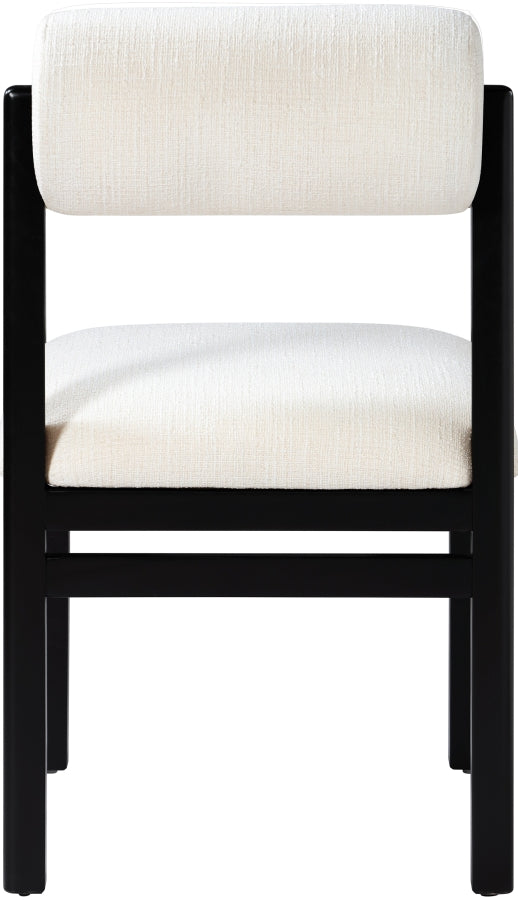 Roundhill Linen Textured Fabric Upholstered Dining Chair in Cream, Set of 2 - 11053Cream-C