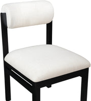 Roundhill Linen Textured Fabric Upholstered Dining Chair in Cream, Set of 2 - 11053Cream-C