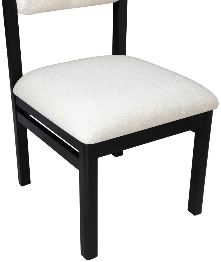 Roundhill Linen Textured Fabric Upholstered Dining Chair in Cream, Set of 2 - 11053Cream-C