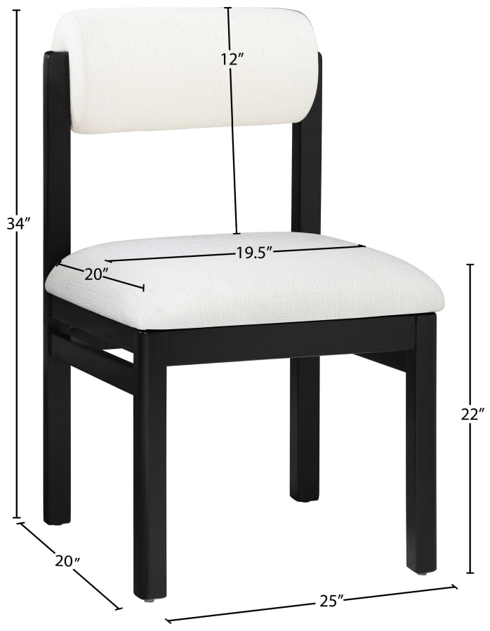 Roundhill Linen Textured Fabric Upholstered Dining Chair in Cream, Set of 2 - 11053Cream-C