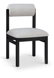 Roundhill Linen Textured Fabric Upholstered Dining Chair in Grey, Set of 2 - 11053Grey-C