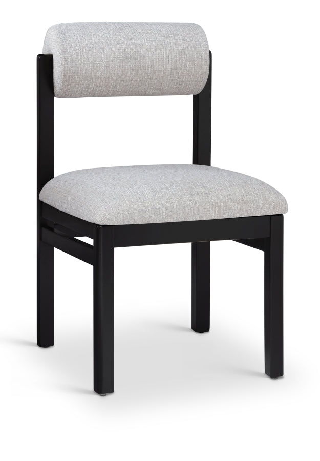 Roundhill Linen Textured Fabric Upholstered Dining Chair in Grey, Set of 2 - 11053Grey-C