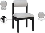 Roundhill Linen Textured Fabric Upholstered Dining Chair in Grey, Set of 2 - 11053Grey-C
