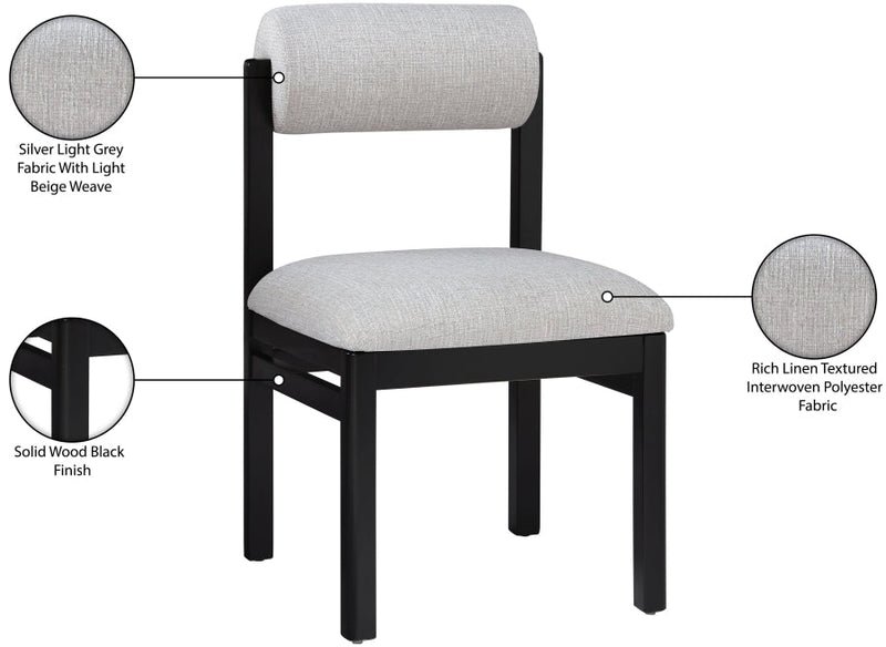 Roundhill Linen Textured Fabric Upholstered Dining Chair in Grey, Set of 2 - 11053Grey-C