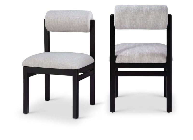 Roundhill Linen Textured Fabric Upholstered Dining Chair in Grey, Set of 2 - 11053Grey-C