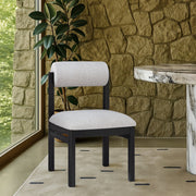 Roundhill Linen Textured Fabric Upholstered Dining Chair in Grey, Set of 2 - 11053Grey-C