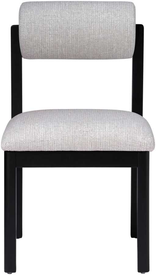 Roundhill Linen Textured Fabric Upholstered Dining Chair in Grey, Set of 2 - 11053Grey-C