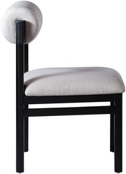 Roundhill Linen Textured Fabric Upholstered Dining Chair in Grey, Set of 2 - 11053Grey-C