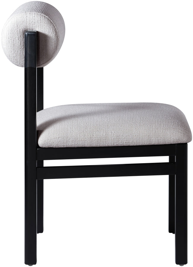 Roundhill Linen Textured Fabric Upholstered Dining Chair in Grey, Set of 2 - 11053Grey-C