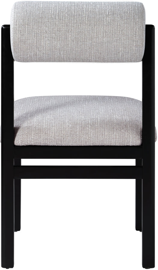Roundhill Linen Textured Fabric Upholstered Dining Chair in Grey, Set of 2 - 11053Grey-C