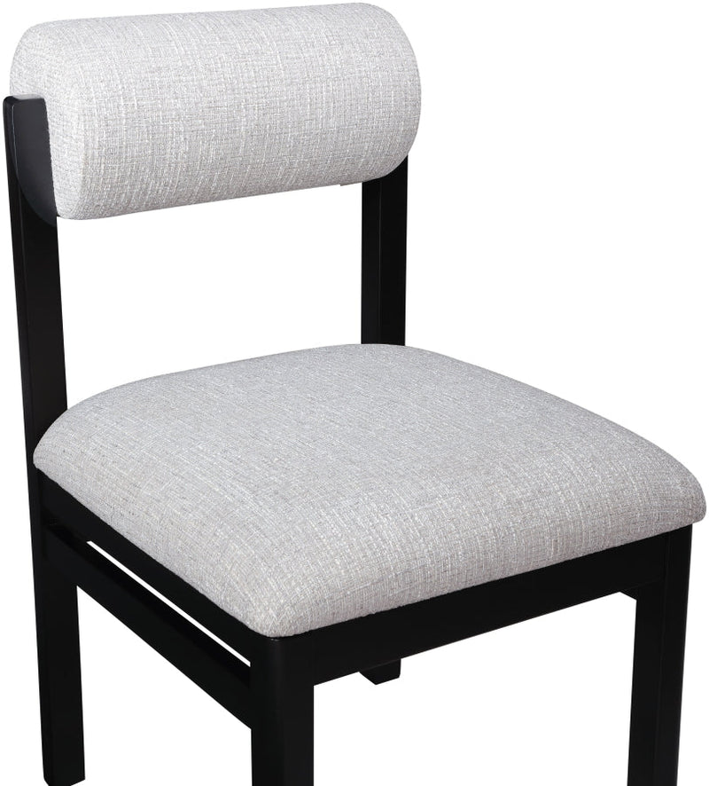 Roundhill Linen Textured Fabric Upholstered Dining Chair in Grey, Set of 2 - 11053Grey-C