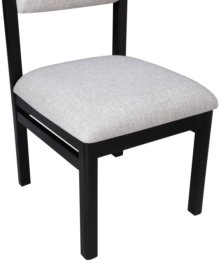 Roundhill Linen Textured Fabric Upholstered Dining Chair in Grey, Set of 2 - 11053Grey-C