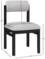 Roundhill Linen Textured Fabric Upholstered Dining Chair in Grey, Set of 2 - 11053Grey-C