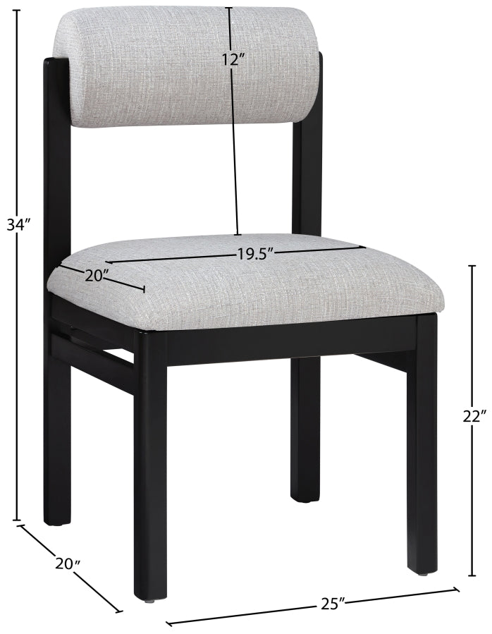 Roundhill Linen Textured Fabric Upholstered Dining Chair in Grey, Set of 2 - 11053Grey-C