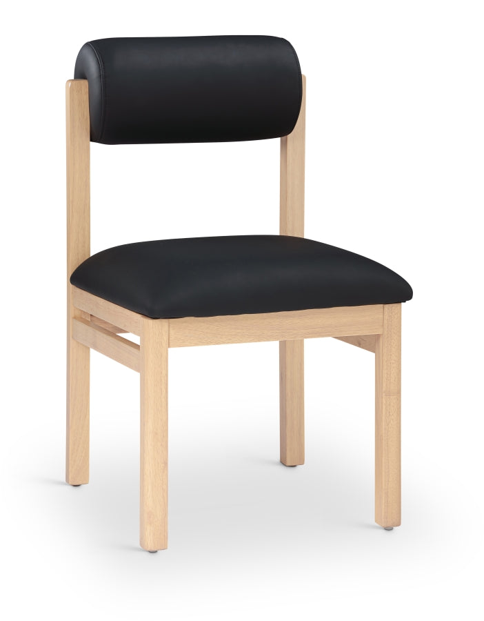 Roundhill Vegan Leather Upholstered Dining Chair in Black, Set of 2 - 11052Black-C