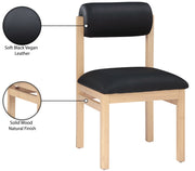 Roundhill Vegan Leather Upholstered Dining Chair in Black, Set of 2 - 11052Black-C