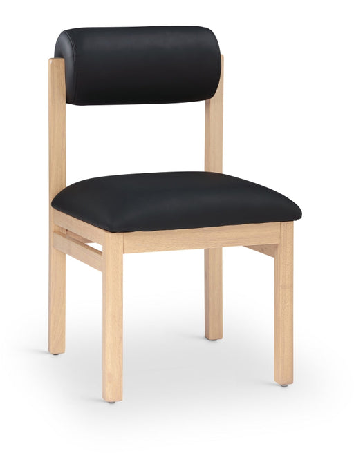 Roundhill Vegan Leather Upholstered Dining Chair in Black, Set of 2 - 11052Black-C
