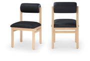 Roundhill Vegan Leather Upholstered Dining Chair in Black, Set of 2 - 11052Black-C