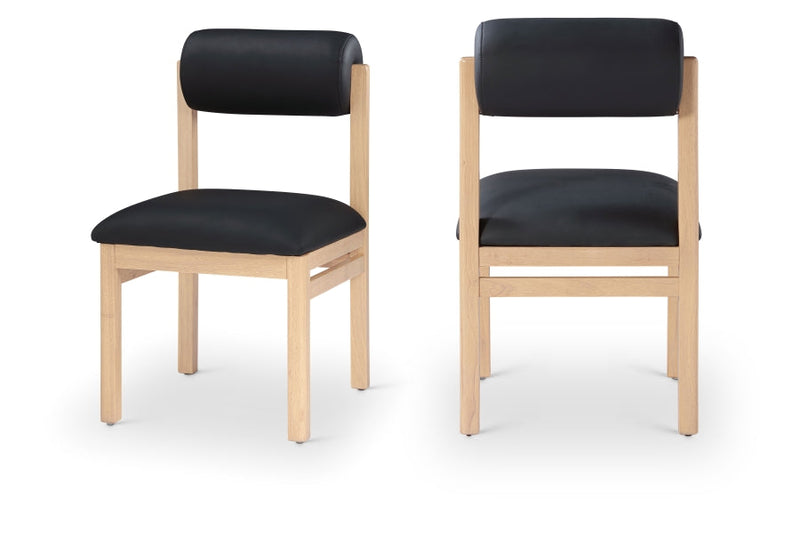Roundhill Vegan Leather Upholstered Dining Chair in Black, Set of 2 - 11052Black-C