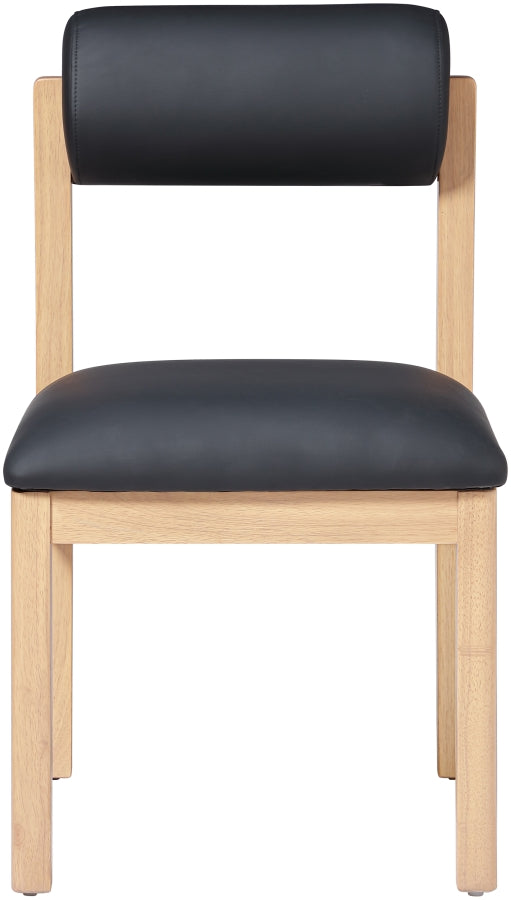 Roundhill Vegan Leather Upholstered Dining Chair in Black, Set of 2 - 11052Black-C