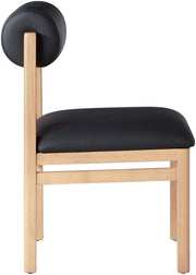 Roundhill Vegan Leather Upholstered Dining Chair in Black, Set of 2 - 11052Black-C