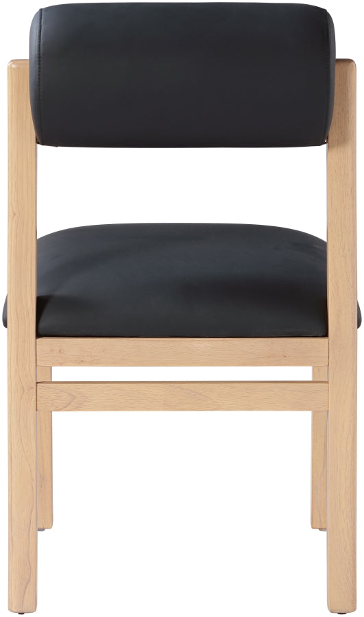 Roundhill Vegan Leather Upholstered Dining Chair in Black, Set of 2 - 11052Black-C