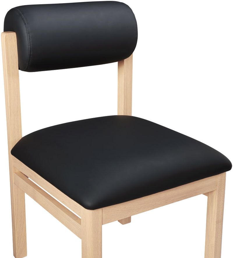 Roundhill Vegan Leather Upholstered Dining Chair in Black, Set of 2 - 11052Black-C