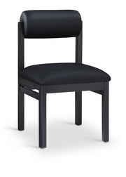 Roundhill Vegan Leather Upholstered Dining Chair in Black, Set of 2 - 11054Black-C