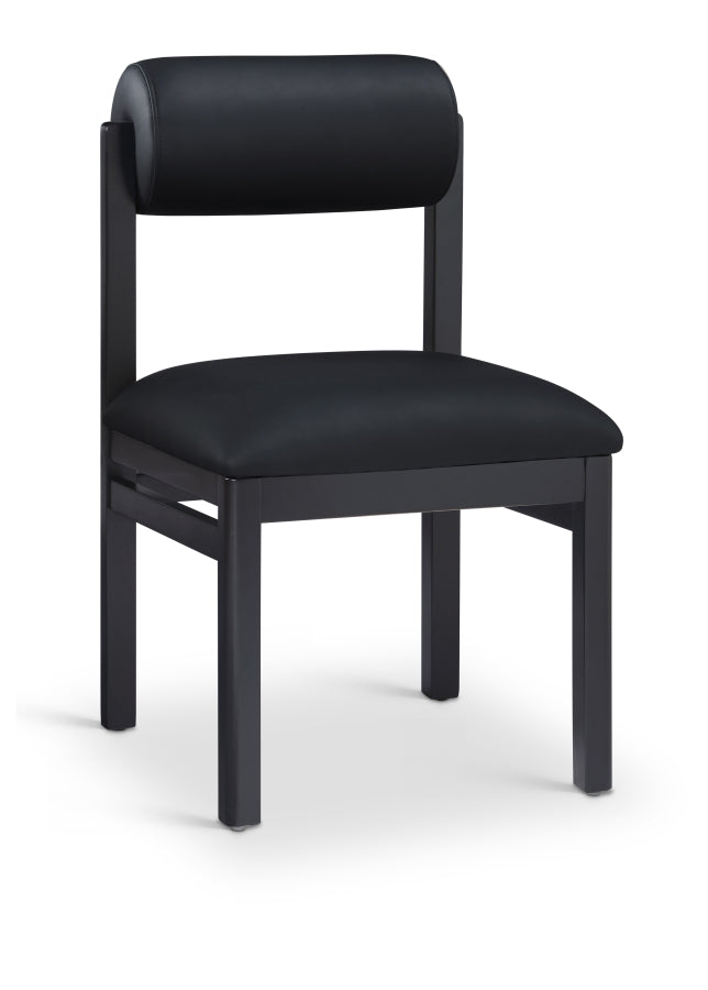 Roundhill Vegan Leather Upholstered Dining Chair in Black, Set of 2 - 11054Black-C