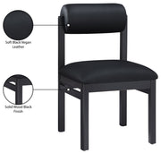 Roundhill Vegan Leather Upholstered Dining Chair in Black, Set of 2 - 11054Black-C