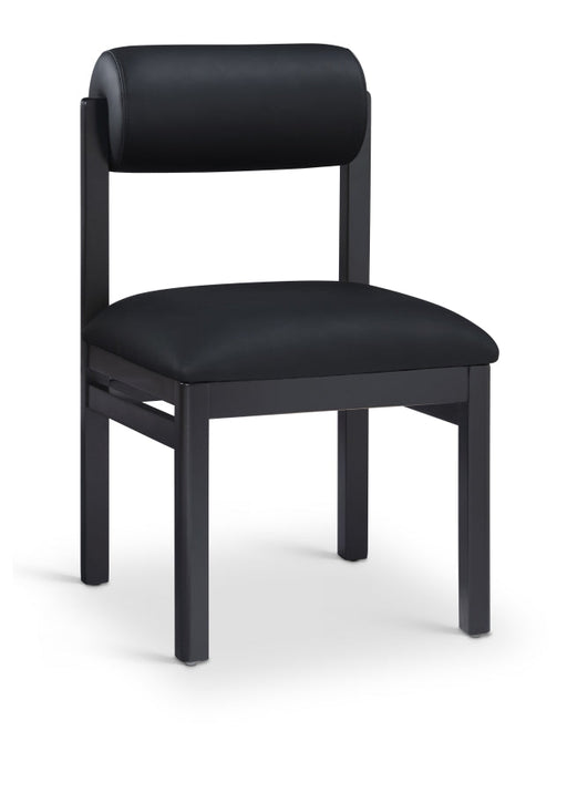 Roundhill Vegan Leather Upholstered Dining Chair in Black, Set of 2 - 11054Black-C