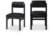 Roundhill Vegan Leather Upholstered Dining Chair in Black, Set of 2 - 11054Black-C