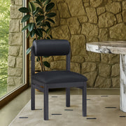 Roundhill Vegan Leather Upholstered Dining Chair in Black, Set of 2 - 11054Black-C