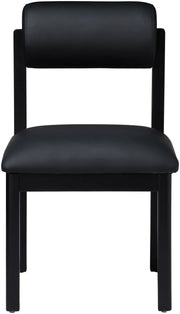 Roundhill Vegan Leather Upholstered Dining Chair in Black, Set of 2 - 11054Black-C