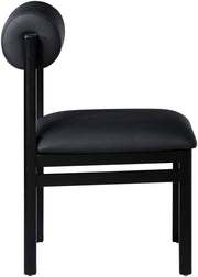 Roundhill Vegan Leather Upholstered Dining Chair in Black, Set of 2 - 11054Black-C