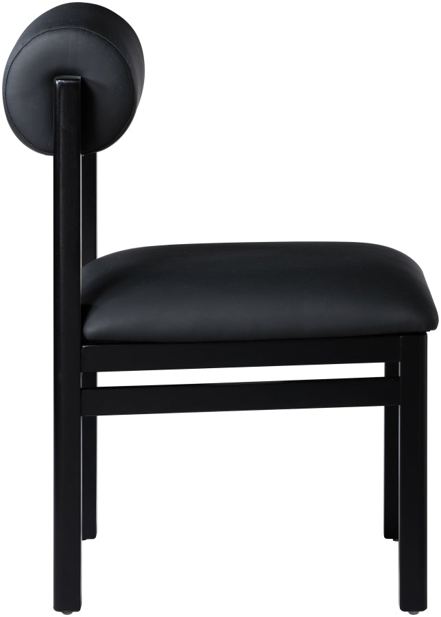 Roundhill Vegan Leather Upholstered Dining Chair in Black, Set of 2 - 11054Black-C
