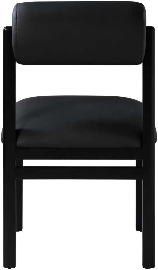 Roundhill Vegan Leather Upholstered Dining Chair in Black, Set of 2 - 11054Black-C