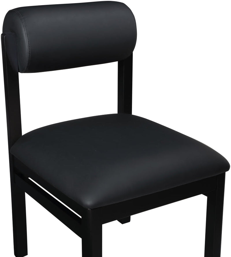 Roundhill Vegan Leather Upholstered Dining Chair in Black, Set of 2 - 11054Black-C