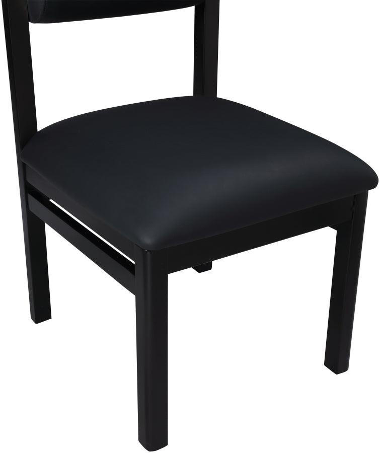 Roundhill Vegan Leather Upholstered Dining Chair in Black, Set of 2 - 11054Black-C