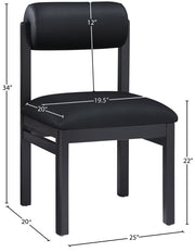 Roundhill Vegan Leather Upholstered Dining Chair in Black, Set of 2 - 11054Black-C