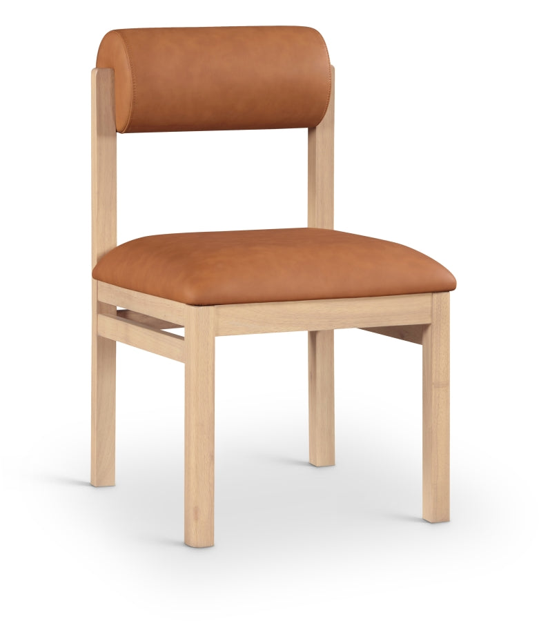 Roundhill Vegan Leather Upholstered Dining Chair in Cognac, Set of 2 - 11052Cognac-C