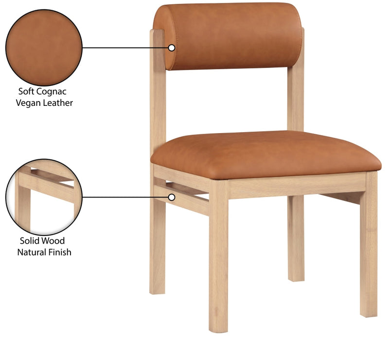 Roundhill Vegan Leather Upholstered Dining Chair in Cognac, Set of 2 - 11052Cognac-C
