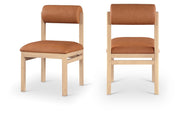 Roundhill Vegan Leather Upholstered Dining Chair in Cognac, Set of 2 - 11052Cognac-C