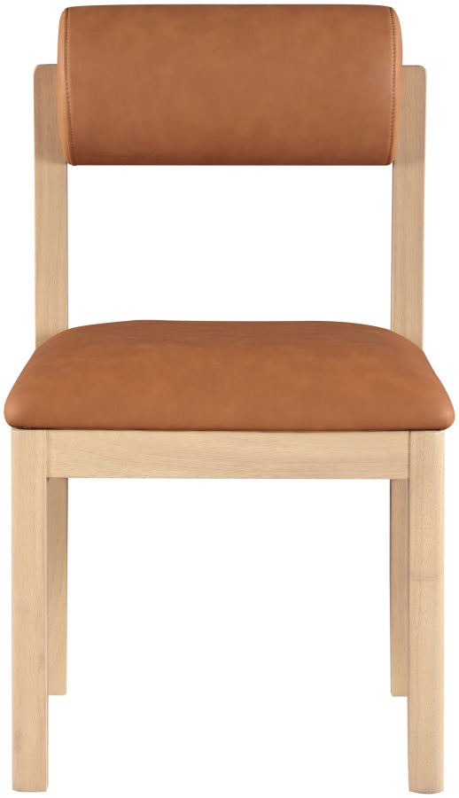 Roundhill Vegan Leather Upholstered Dining Chair in Cognac, Set of 2 - 11052Cognac-C