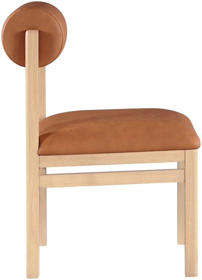 Roundhill Vegan Leather Upholstered Dining Chair in Cognac, Set of 2 - 11052Cognac-C