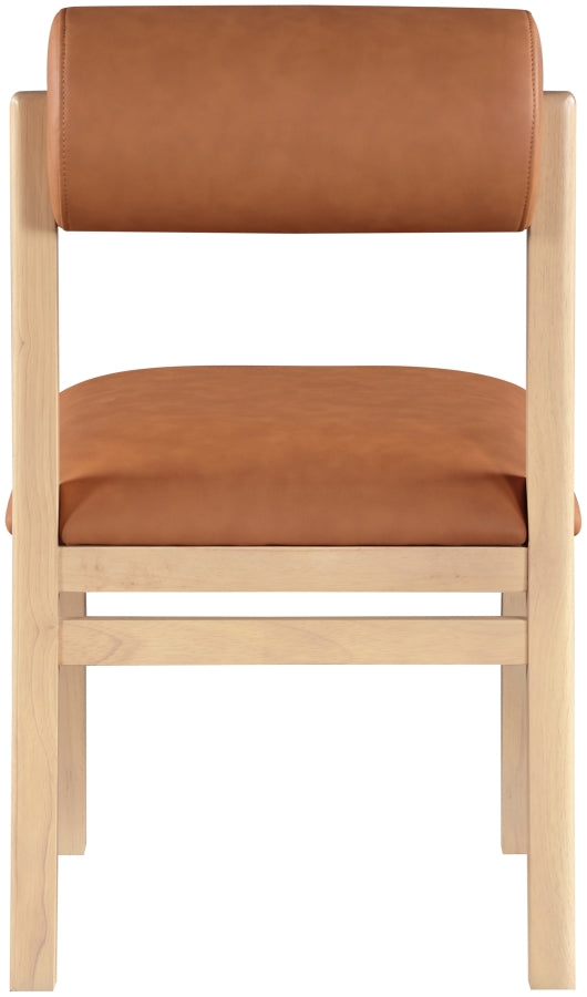 Roundhill Vegan Leather Upholstered Dining Chair in Cognac, Set of 2 - 11052Cognac-C