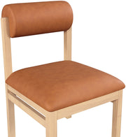 Roundhill Vegan Leather Upholstered Dining Chair in Cognac, Set of 2 - 11052Cognac-C